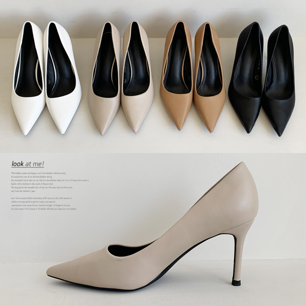 Simple Basic High heel Pump with a pointed nose that looks thin on the legs