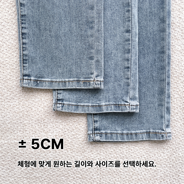 Hidden banding with refreshing touch Straight Denim Pants/Short, Basic, Long 3 types