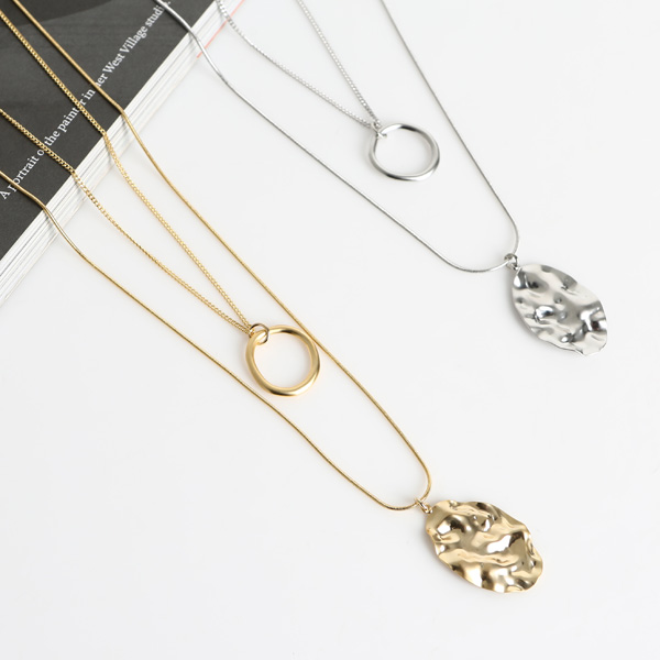 Simple~Modernistic two lines layered necklace