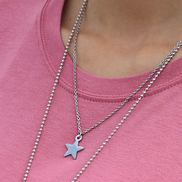<B class="nakText">#NAKMADE.</b> Shine Star Silver chain Necklace