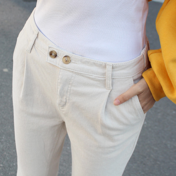 [S~3XL] Soft peach fleece hair band straight pants~!