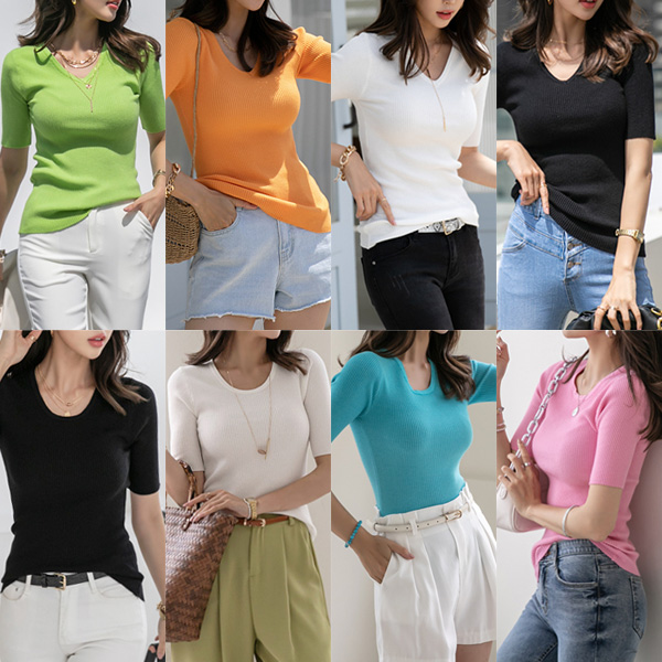 <B class="nakText">#NAKMADE.</b> <font color="cc0000"><b>[1+1/Order flood]</b></font><br> Refreshing colors and slim fit~!! Light and tight like a T-shirt, U-neck/V-neck Knit Special Sale