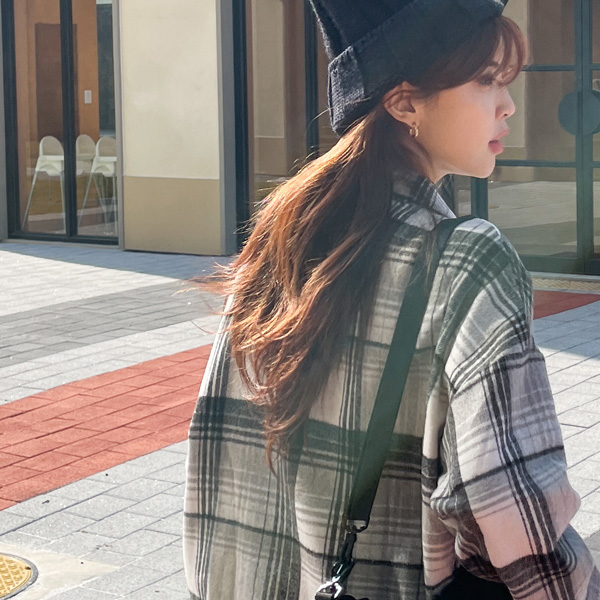 [55~88] Soft touch~ Tartan check FUR touch shirt-type Jacket #NAK MADE.