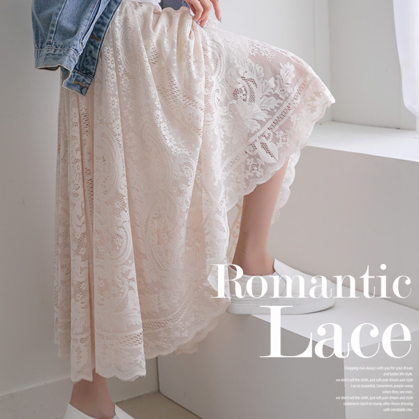 <B class="nakText">#NAKMADE.</b> Romantic flower lace rong skirt/see-through/with lining