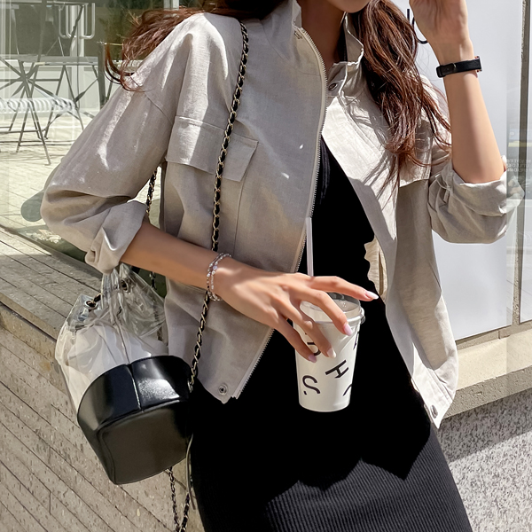 String field jacket crop linen jacket that is great for stylish styling