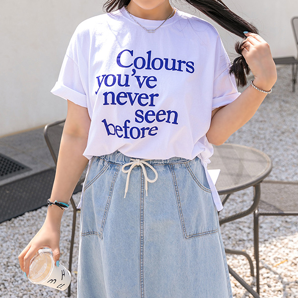 Loose fit lettering T-shirt in trendy colors