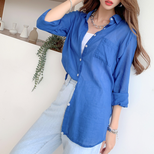 <font color="cc0000"><b>[Customer Request 14th Reorder]</b></font><br> <B class="nakText">#NAKMADE.</b> Trendy and sexy loose fit see-through look shirt