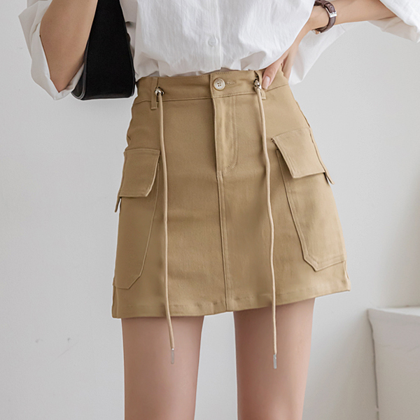 Waist string Cargo Mini skirt/2Type length allows you to choose according to the length!!