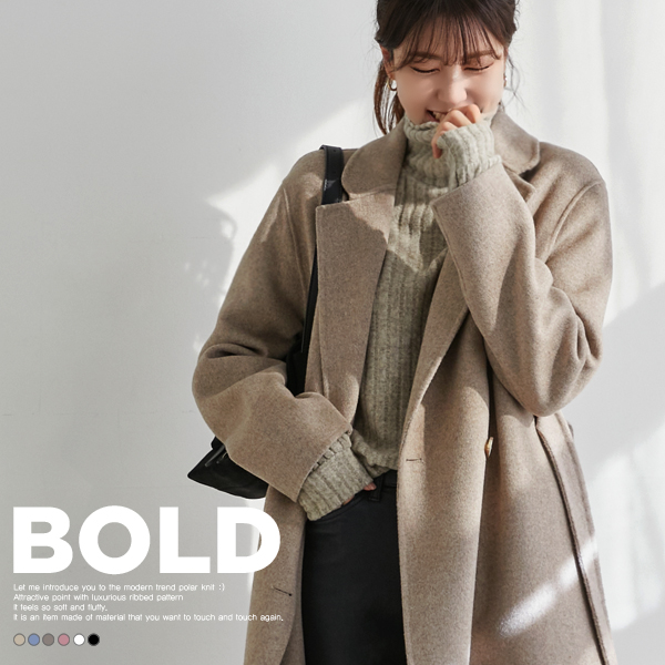 [55~120] BOLD&SOFT Thick ribbed turtleneck long knit with a soft touch/polarity