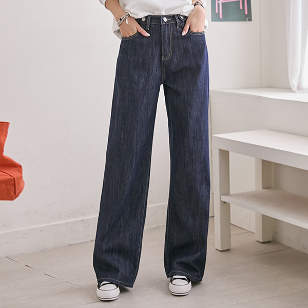 Waist adjustable! Trendy and daily wide denim pants