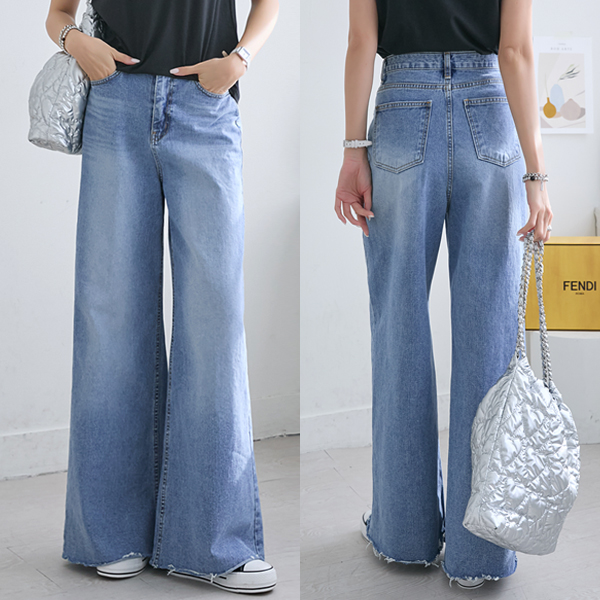 Perfectly trendy style and fit! Hem cutting wide boot cut pants