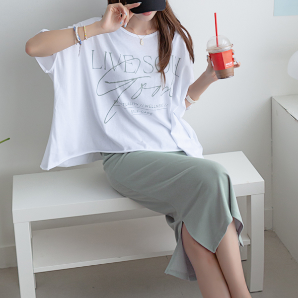 Slim Long One Piece + Stingray Fit Lettering Box Tee Set