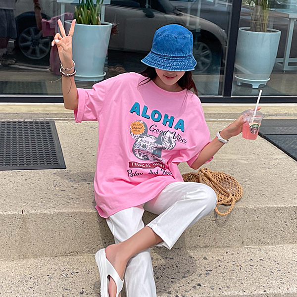 Perfect to wear now! Good~Aloha overfit T-shirt