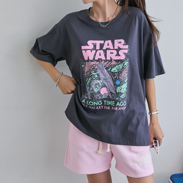 [55~99] Daily look loose fit printing T-shirt