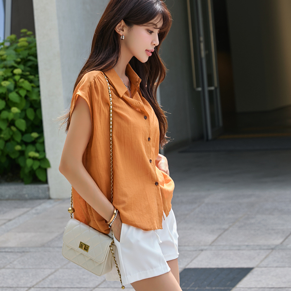 [55~88] Semi-formal cap sleeve blouse for a cool look