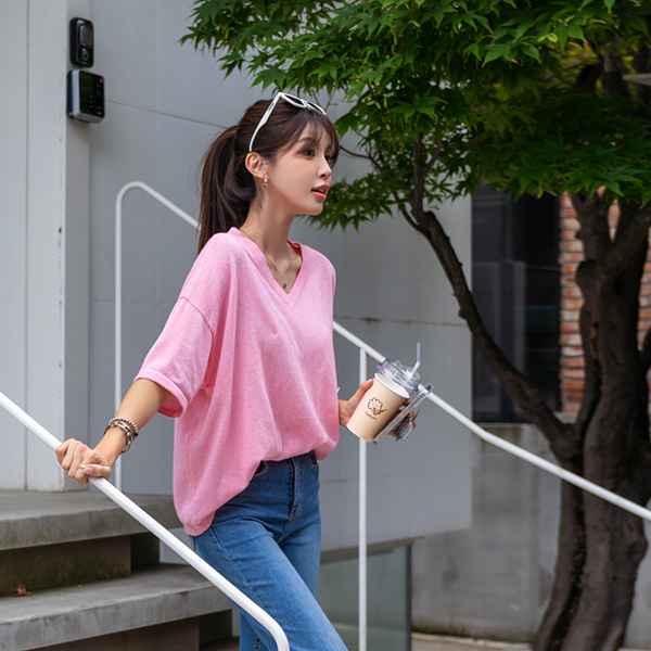 [55~88] Casual Summer Knit T-shirt with a loose fit