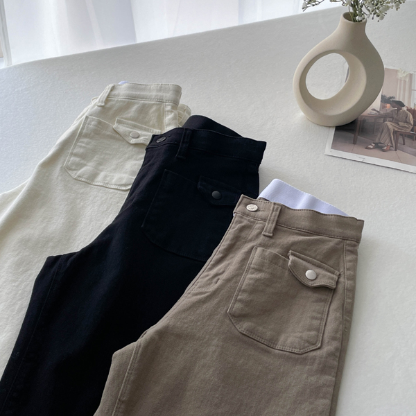 [S~3XL] Casual mood up with front pocket design~ Wide fit peach fleece pants