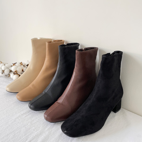 Natural design raised fleece slim spandex ankle boots