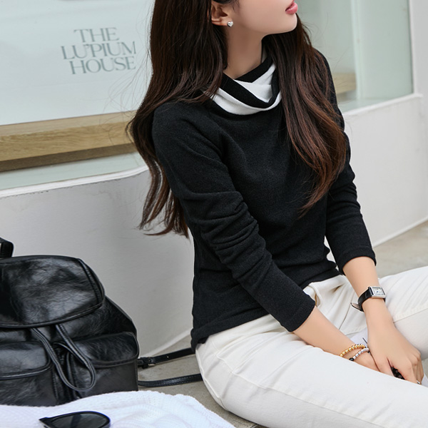 <font color="cc0000"><b>[Customer Request Reorder Storage]</b></font><br> [S~L] Luxurious and Graceful mood in Nak style, tulip neck layered T-shirt #NAK MADE.