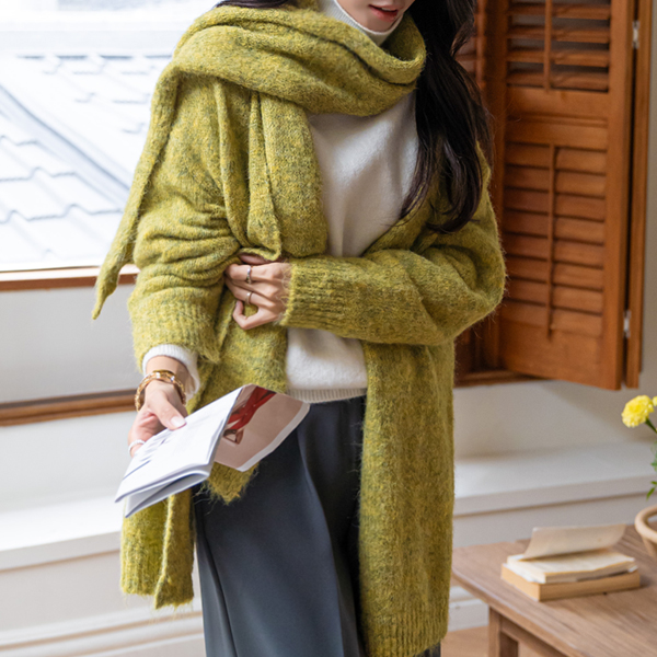 [55~99] Styling that needs no introduction! A stylish and feminine warm knit + scarf set