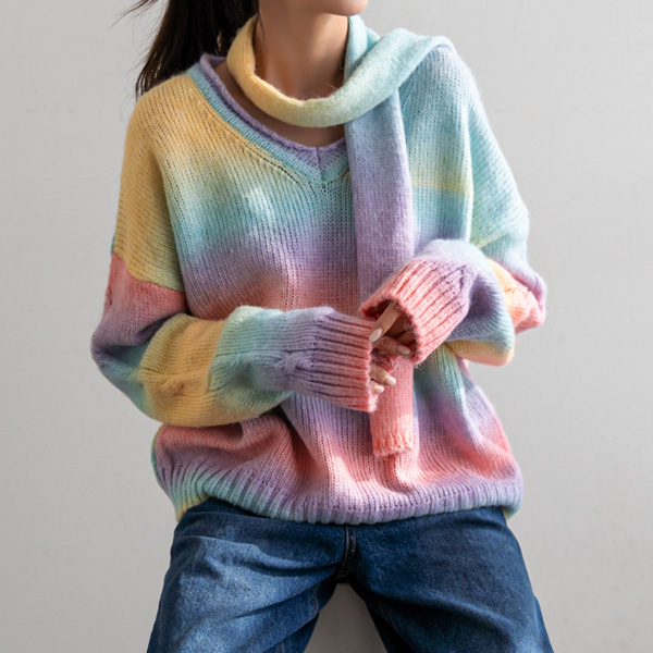 Warmth spreads gently, Gradation Knit+ muffler set