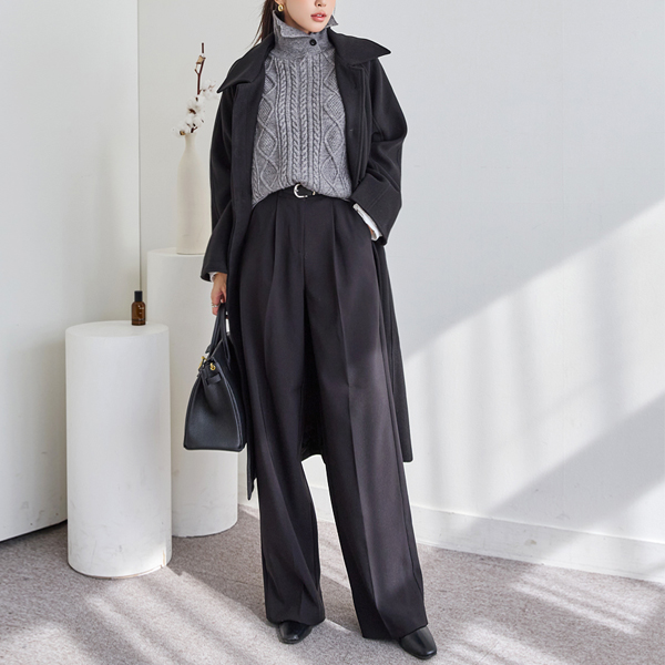 Luxurious and Warm WOOL Belted Long Coat